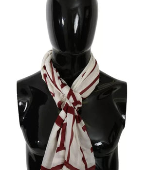 Dolce &amp; Gabbana White Red Printed Wrap Shawl Modal Scarf