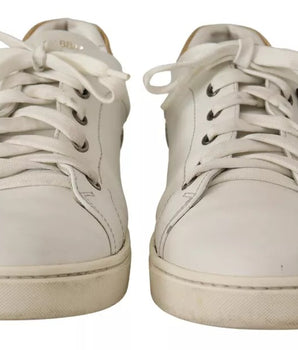 Dolce &amp; Gabbana White Leather Heart Low Top Casual Sneakers Shoes