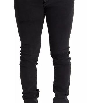 Vaqueros ajustados elásticos con logo en denim gris para correr de Dolce &amp; Gabbana