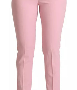 Dolce &amp; Gabbana Pink Wool Mid Waist Tapered Pants