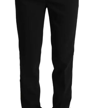 Dolce &amp; Gabbana Black White Stripes Wool Tapered Pants
