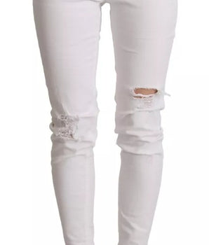 Vaqueros ajustados de algodón blanco de Dolce &amp; Gabbana