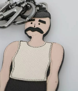 Llavero con insignia de pescador de cuero negro de Dolce &amp; Gabbana