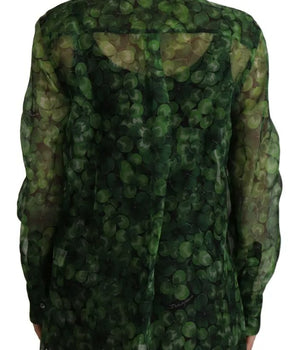 Blusa de manga larga con cuello y estampado de trébol verde de Dolce &amp; Gabbana
