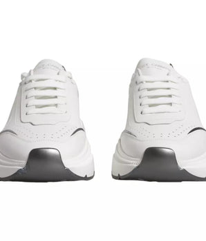Dolce &amp; Gabbana White Silver DAYMASTER Leather Sneakers Men Shoes