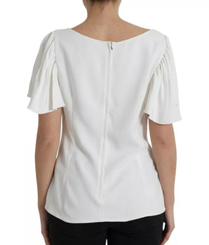 Dolce & Gabbana White Viscose Round Neck Short Sleeves Top