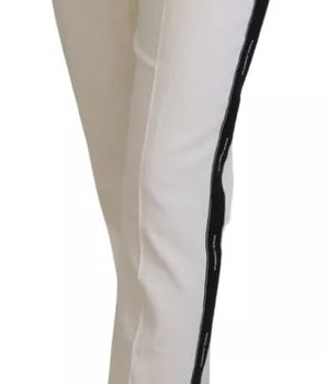Dolce &amp; Gabbana White High Waist Tapered Wool Pants