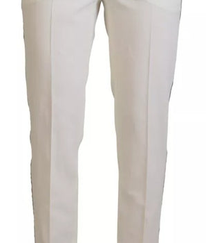 Dolce &amp; Gabbana White High Waist Tapered Wool Pants