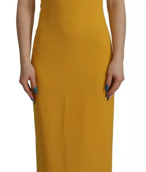 Dolce &amp; Gabbana Yellow Viscose Sleeveless Sheath Midi Dress