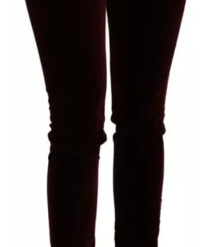 Pantalones ajustados elásticos de terciopelo burdeos de Dolce &amp; Gabbana