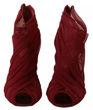 Botines de tul rojo de Dolce &amp; Gabbana con tacón de aguja