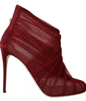 Botines de tul rojo de Dolce &amp; Gabbana con tacón de aguja