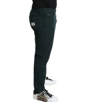 Vaqueros ajustados elásticos de algodón verde Dolce &amp; Gabbana para hombre