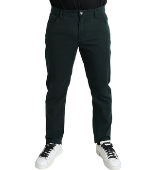 Vaqueros ajustados elásticos de algodón verde Dolce &amp; Gabbana para hombre