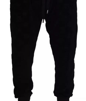 Pantalones deportivos ajustados de algodón negro Dolce &amp; Gabbana