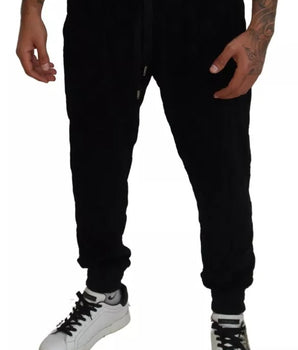 Pantalones deportivos ajustados de algodón negro Dolce &amp; Gabbana
