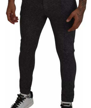 Pantalones ajustados de viscosa con estampado de chevrones en gris de Dolce &amp; Gabbana