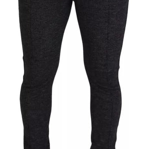 Dolce & Gabbana Gray Chevron Viscose Skinny Pants