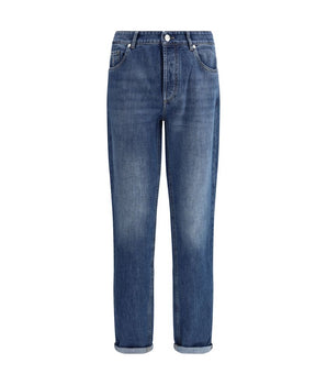 Brunello Cucinelli Blue Cotton Straight-Leg Jeans