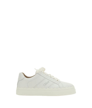 Chloé White Calf Leather Bos Taurus Low Top Sneakers