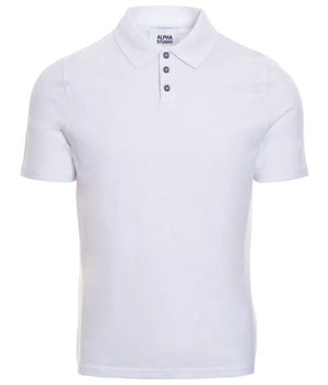 Alpha Studio White Cotton Polo Shirt