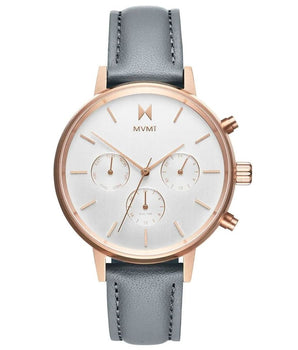MVMT Gray Leather Dress Watch