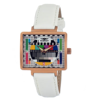 Bobroff White Leather Dress Watch
