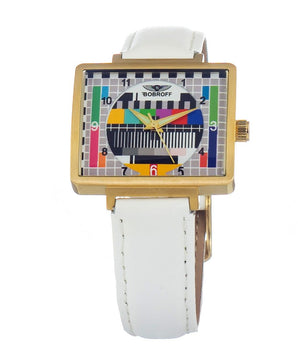 Bobroff White Leather Dress Watch