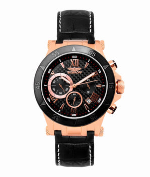Bobroff Black Leather Dress Watch
