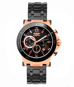 Bobroff Black Stainless Steel Dress Watch