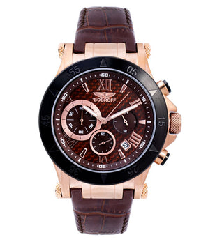 Bobroff Brown Leather Dress Watch