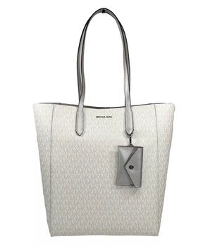 Michael Kors Vincent With Card Case Large Tote Purse Bag Silver