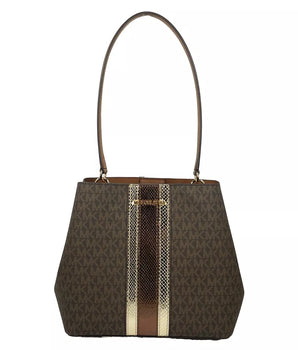 Michael Kors Medium Pratt Bucket Shoulder Bag Purse Brown