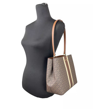 Michael Kors Medium Pratt Bucket Shoulder Bag Purse Brown