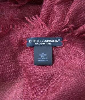 Bufanda de punto de cachemira color granate con flecos y chal de Dolce &amp; Gabbana