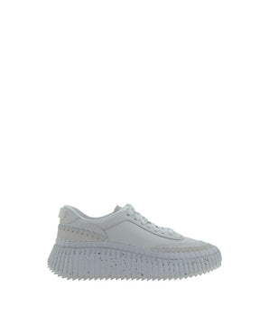 Chloé White Calf Leather Bos Taurus Platform Sneakers