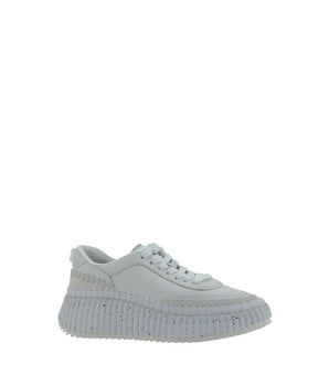 Chloé White Calf Leather Bos Taurus Platform Sneakers