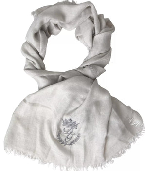 Bufanda con flecos y chal de cachemira gris de Dolce &amp; Gabbana