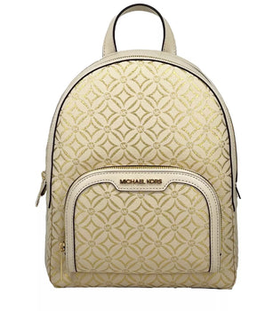 Michael Kors Jaycee Medium Zip Pocket Backpack Bag Cream Gold