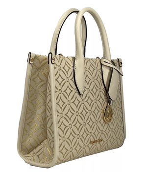 Michael Kors Mirella Small Top Zip Crossbody Tote Bag Creme
