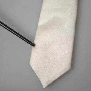 Dolce &amp; Gabbana Off White Satin Silk Classic Men Necktie