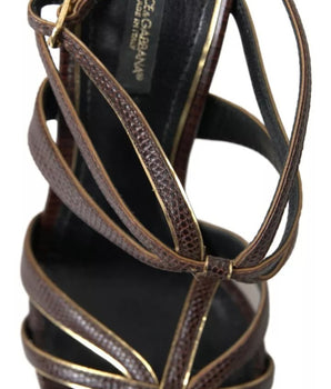 Sandalias de tacón de aguja con tira al tobillo en marrón de Dolce &amp; Gabbana