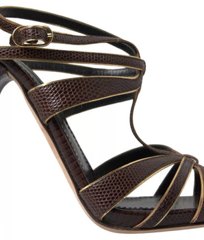 Sandalias de tacón de aguja con tira al tobillo en marrón de Dolce &amp; Gabbana