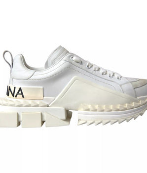Dolce &amp; Gabbana White Leather Super Queen Women Sneakers