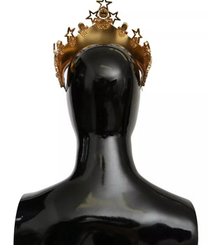 Tiara con corona y logo de STRASS y estrellas de cristal dorado de Dolce &amp; Gabbana
