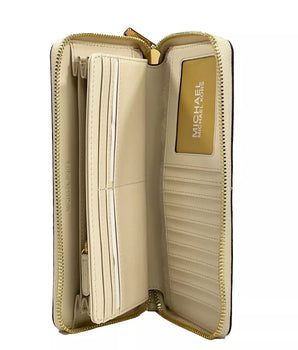 Michael Kors Jet Set Travel Center Stripe Signature Continental Wallet Vanilla Pale Gold