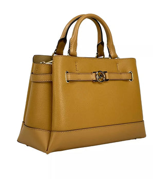 Michael Kors Reed Small Leather Belted Satchel Crossbody Bag Brown