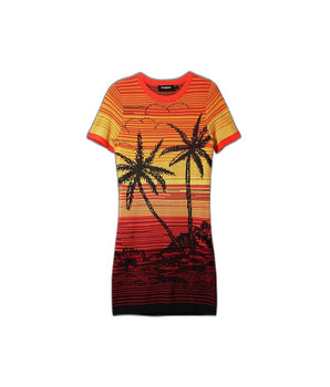 Desigual Red Viscose Midi Dress