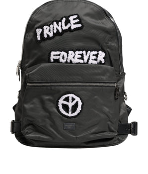 Mochila de viaje escolar Prince Forever de nailon gris de Dolce &amp; Gabbana