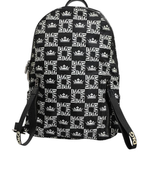 Mochila escolar de nailon con estampado de corona blanca y negra de Dolce &amp; Gabbana